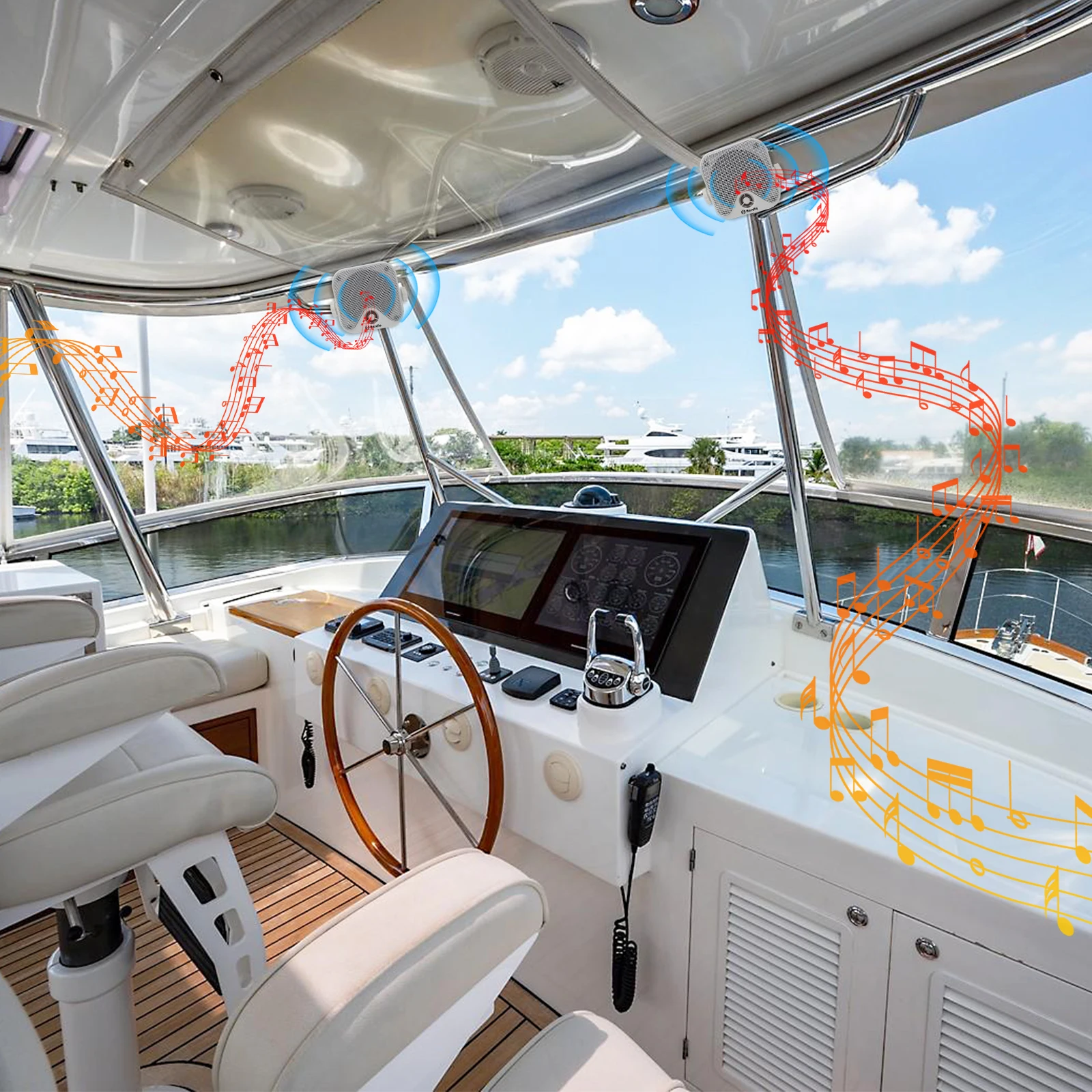 Herdio 4 Inch Heavy Duty Waterproof Boat Marine Box Outdoor Speakers Surface Mounted For Skid Steer ATV UTV RZR Golf Cart 2Pcs - Image 6