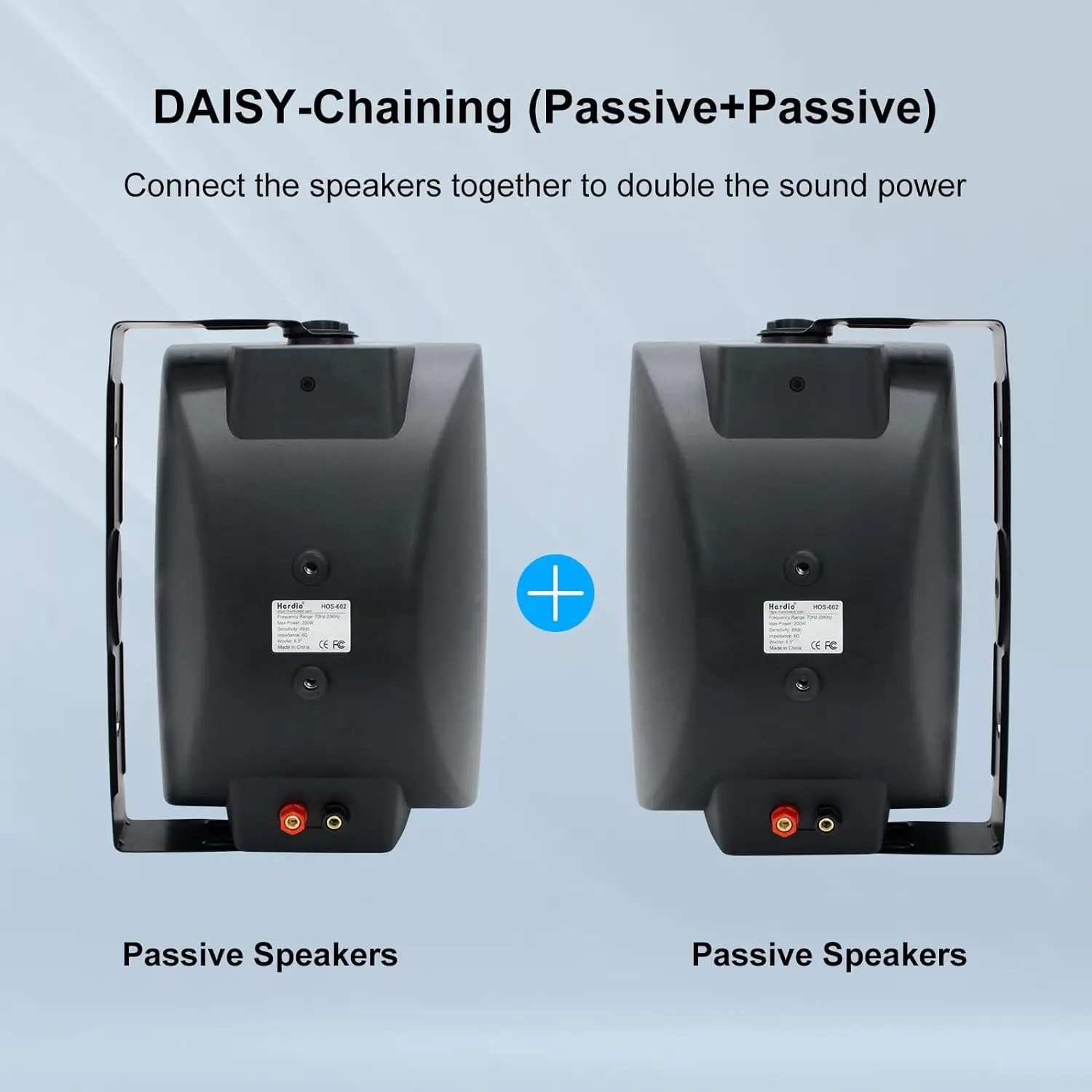 Herdio 2PCS 6.5'' 400W Passive Outdoor Speakers Wired Waterproof Wall Mount Speakers With Loud Volume Suitable For Patio Garden - Image 2