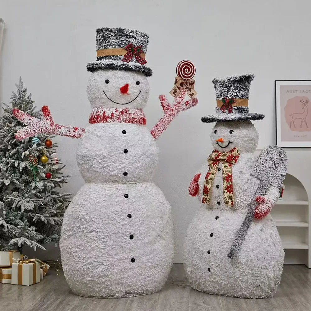 Lighted Snowman for Christmas Decoration,Flocked Snowman Decor with LED Lights, Glittered Standing Holiday Display for Outdoor - Image 2