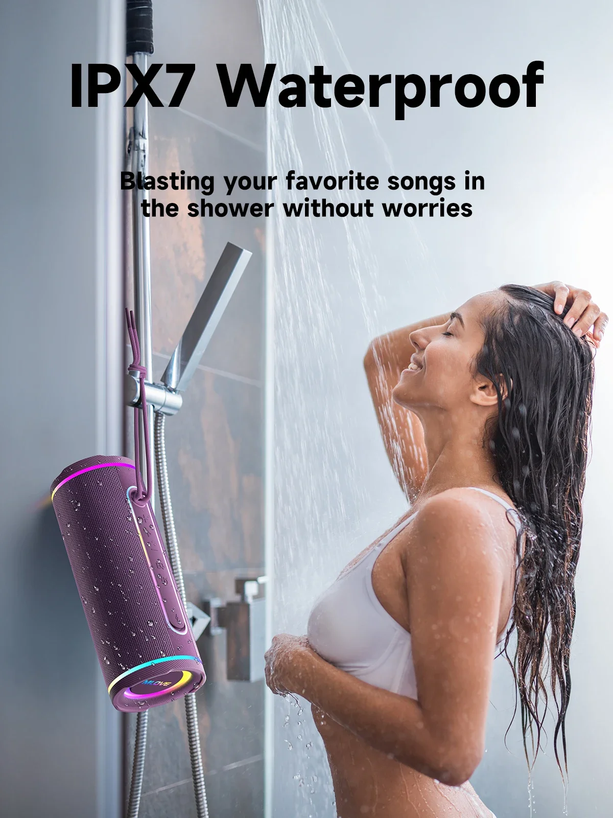 E80 Bluetooth Speaker, Bluetooth 5.4, Dual Speakers, RGB Lights, IPX7 Waterproof, TWS Connectivity - Image 5