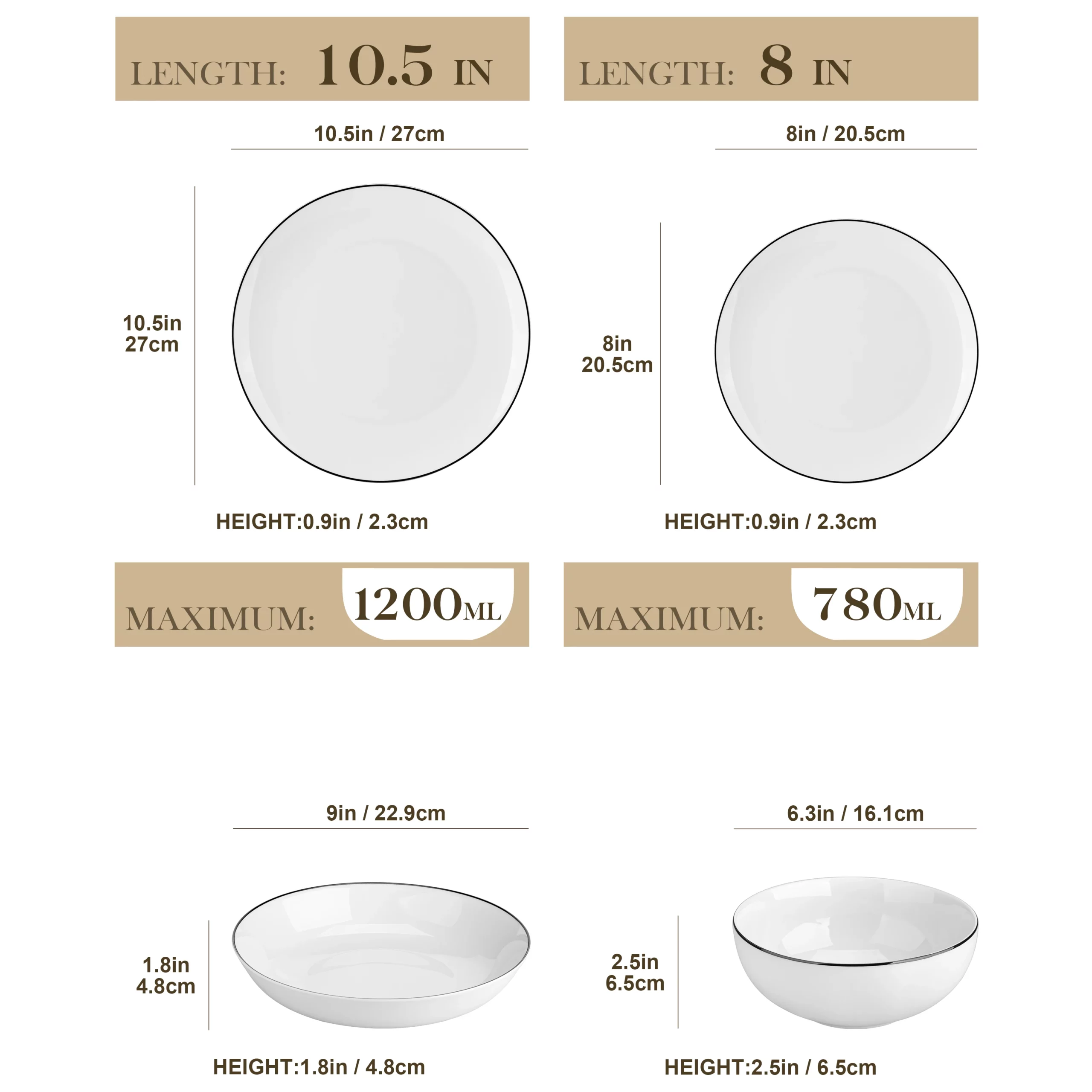 MALACASA AMELIA 24/48 Piece Porcelain Plates Sets with 12*Soup Dinner Plates Dinnerware Set Service for 12/24 Person - Image 3