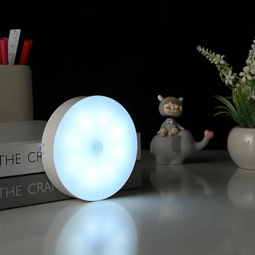 8LED Motion Sensor Night Light, USB Rechargeable Human Body Induction Lamp for Bedroom Bedside Cabinet - Image 4