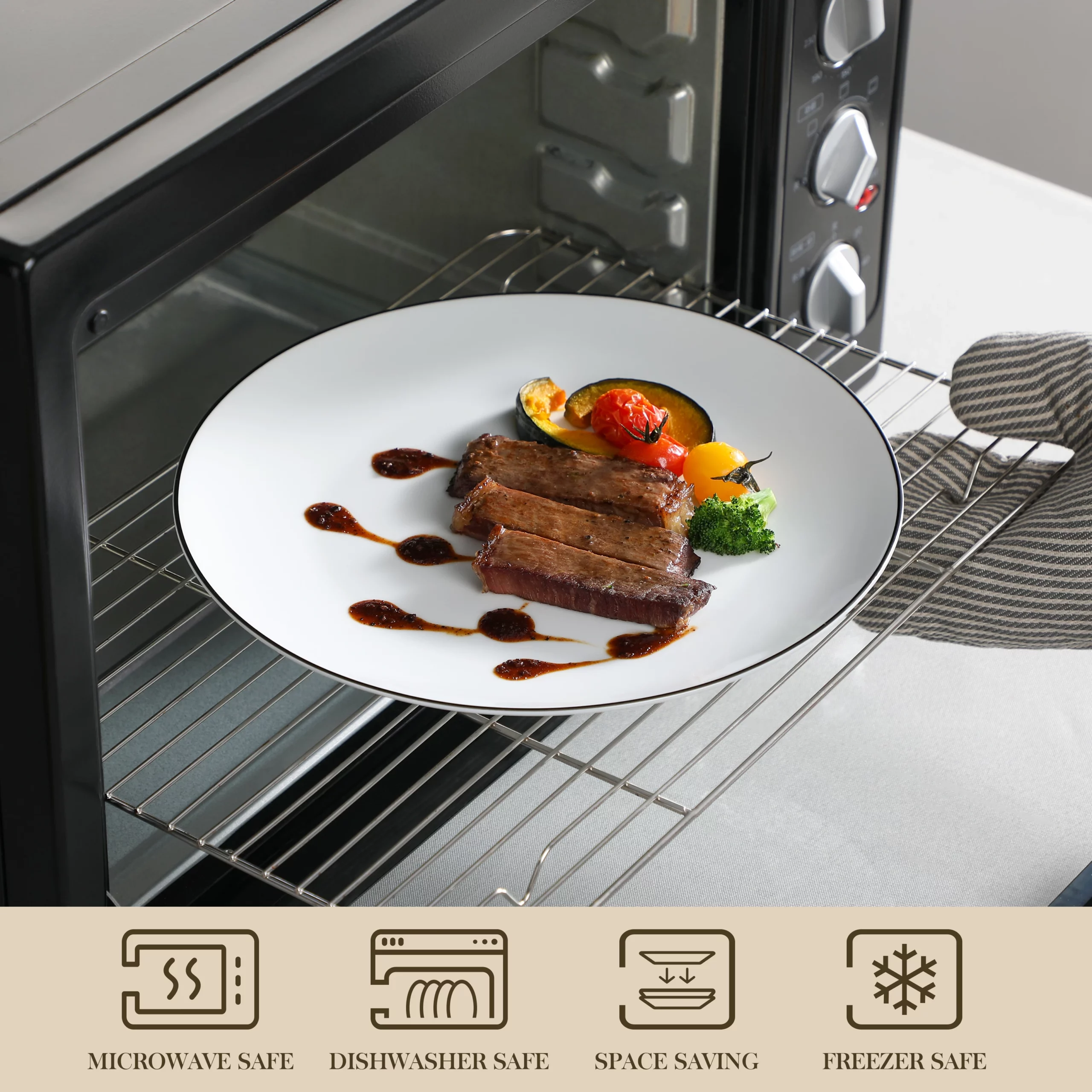 MALACASA AMELIA 24/48 Piece Porcelain Plates Sets with 12*Soup Dinner Plates Dinnerware Set Service for 12/24 Person - Image 6