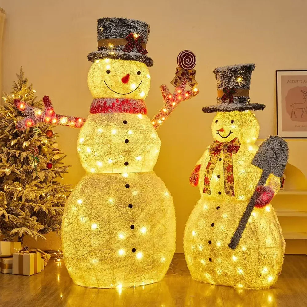 Lighted Snowman for Christmas Decoration,Flocked Snowman Decor with LED Lights, Glittered Standing Holiday Display for Outdoor - Image 3
