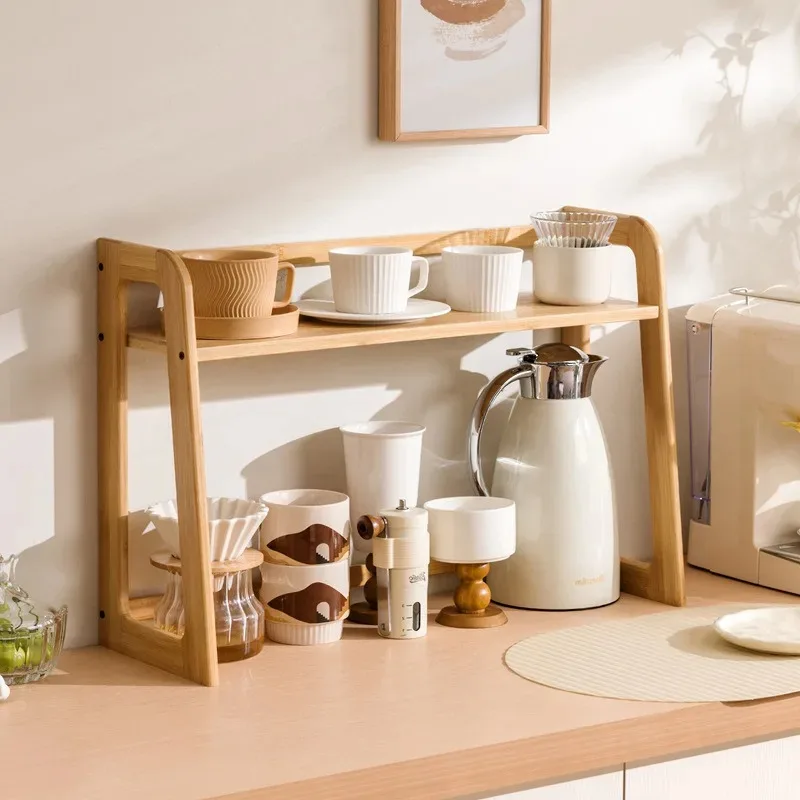 Multi-Layer Kitchen Countertop Storage Rack for Small Appliances with Cup Holder Household Multi-Functional Plate Organizer