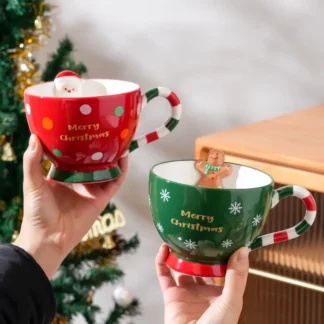 500ml Cute Gift Ceramic Christmas Mug Couple Water Party Breakfast Creative Home Large Capacity Coffee Cup with Handle