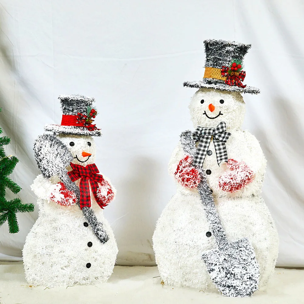 Lighted Snowman for Christmas Decoration,Flocked Snowman Decor with LED Lights, Glittered Standing Holiday Display for Outdoor - Image 5