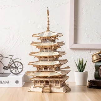 Five-storied Pagoda 3D Wooden Puzzle Toys For Children Kids Birthday Gift