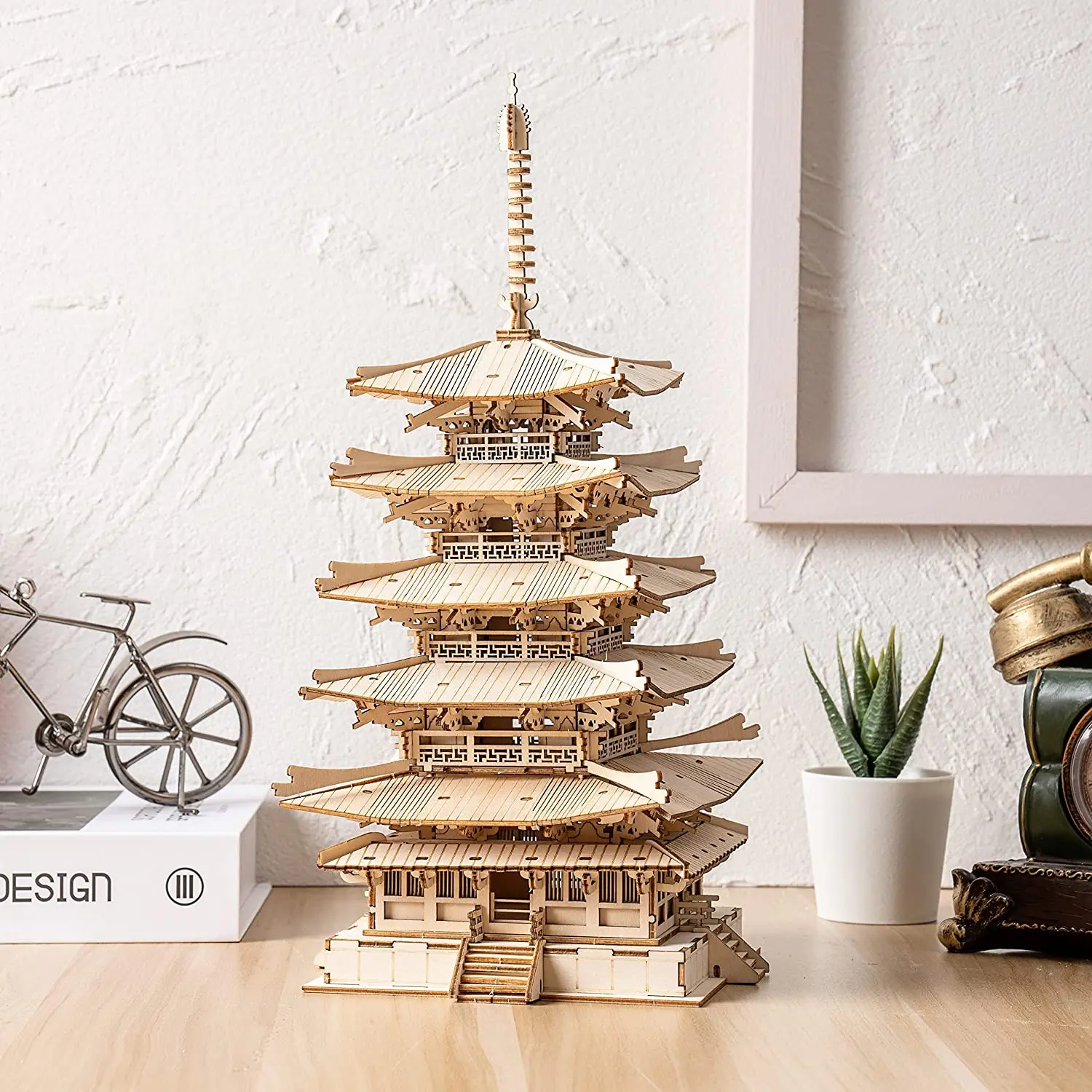 Five-storied Pagoda 3D Wooden Puzzle Toys For Children Kids Birthday Gift