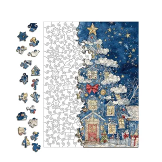 281pcs Christmas Tree Irregular Puzzle Pieces Wooden Jigsaw Puzzle Stress-Relief Game Birthday Xmas Gifts Piggy Bank Home Decor