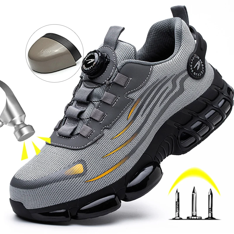 Men's Safety Shoes Protection And Elastic Safety Boots Fashionable Casual Shoes Breathable Odor Protection Men's Work Shoes - Image 2