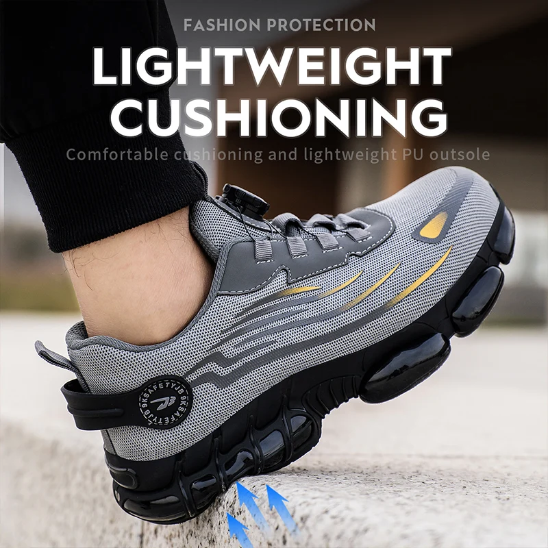Men's Safety Shoes Protection And Elastic Safety Boots Fashionable Casual Shoes Breathable Odor Protection Men's Work Shoes - Image 5