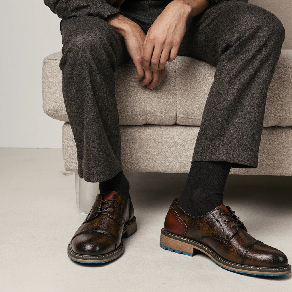 Men Casual Derby Shoes Retro Men shoes Fashion Men Leather Shoes - Image 5