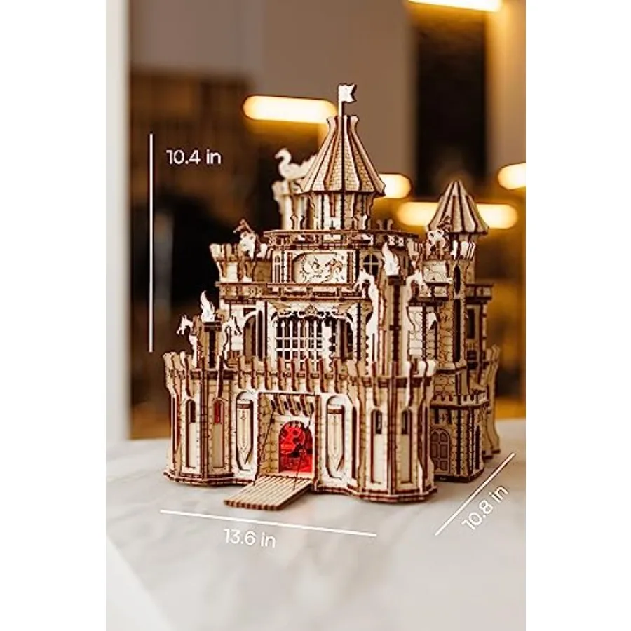 Dragon Castle Movable Wooden 3D Puzzles for Adults and Kids to Build - Image 3