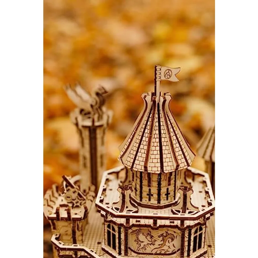Dragon Castle Movable Wooden 3D Puzzles for Adults and Kids to Build - Image 4