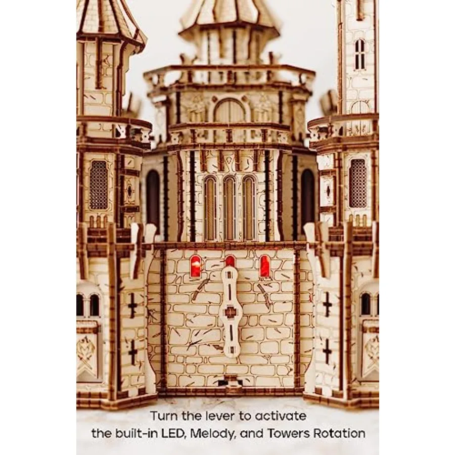 Dragon Castle Movable Wooden 3D Puzzles for Adults and Kids to Build - Image 5
