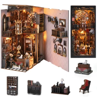 Book Nook Kit The Dark Family 3D Wooden Puzzle DIY Gothic style Home Decoration For Bookshelf Miniature Insert Magic Book