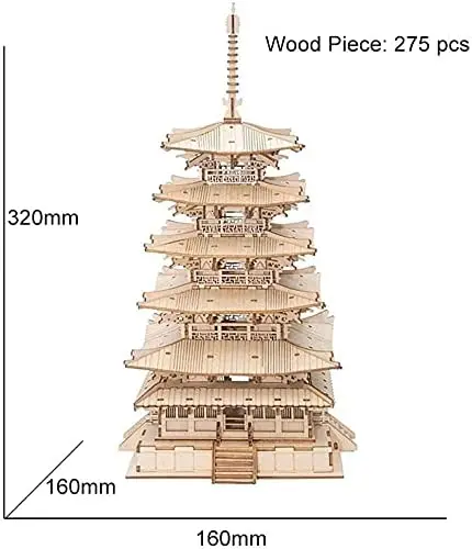 Five-storied Pagoda 3D Wooden Puzzle Toys For Children Kids Birthday Gift - Image 2