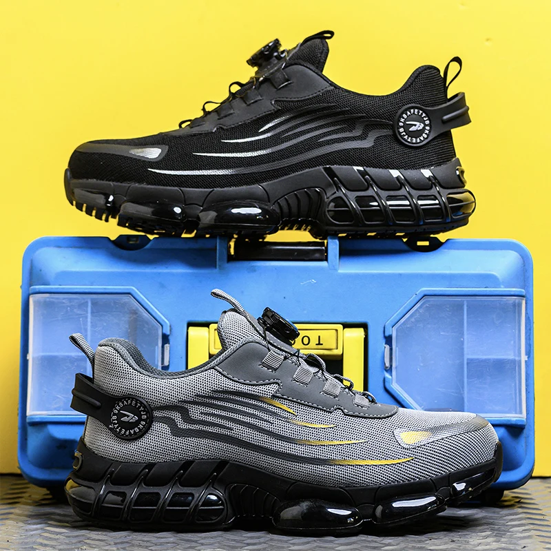 Men's Safety Shoes Protection And Elastic Safety Boots Fashionable Casual Shoes Breathable Odor Protection Men's Work Shoes - Image 6