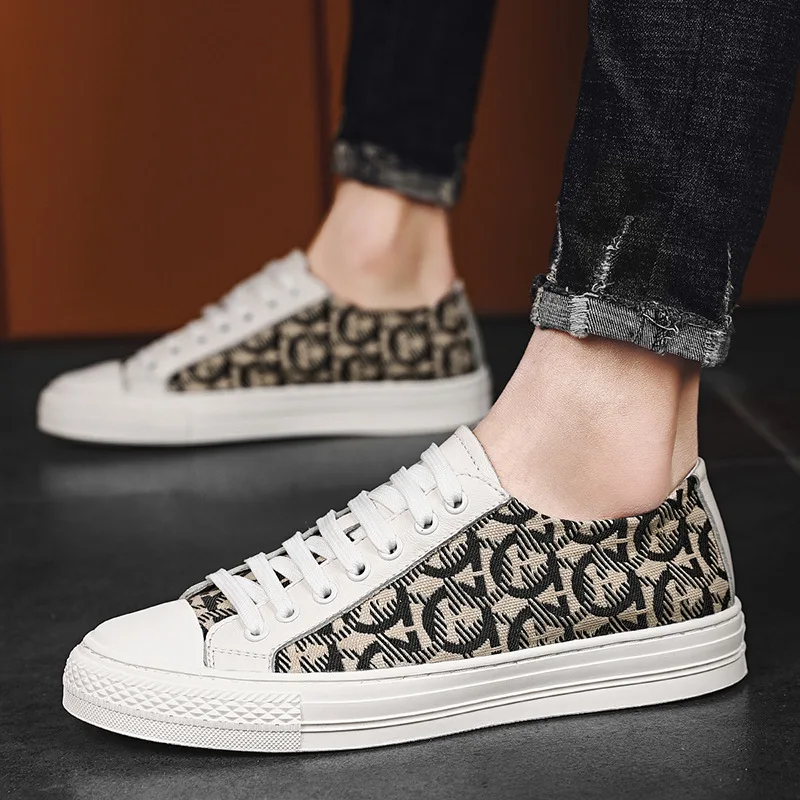 New Shoes for Men Genuine Leather Patchwork Casual Shoes Trend Flat Skateboard Shoes Youth Cool Lace-up Sneakers - Image 4