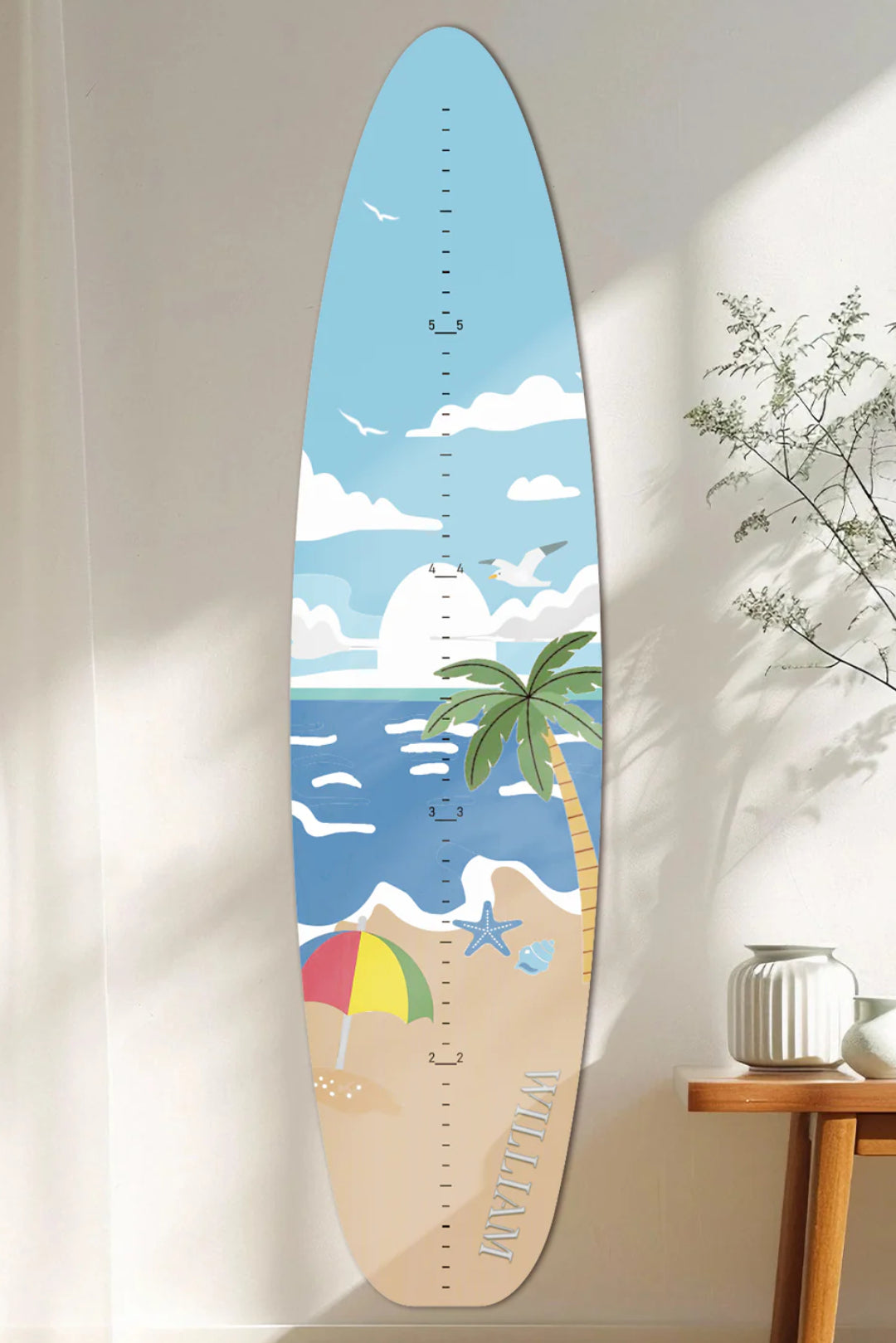 Personalized Wooden Surfboard Growth Chart Ruler