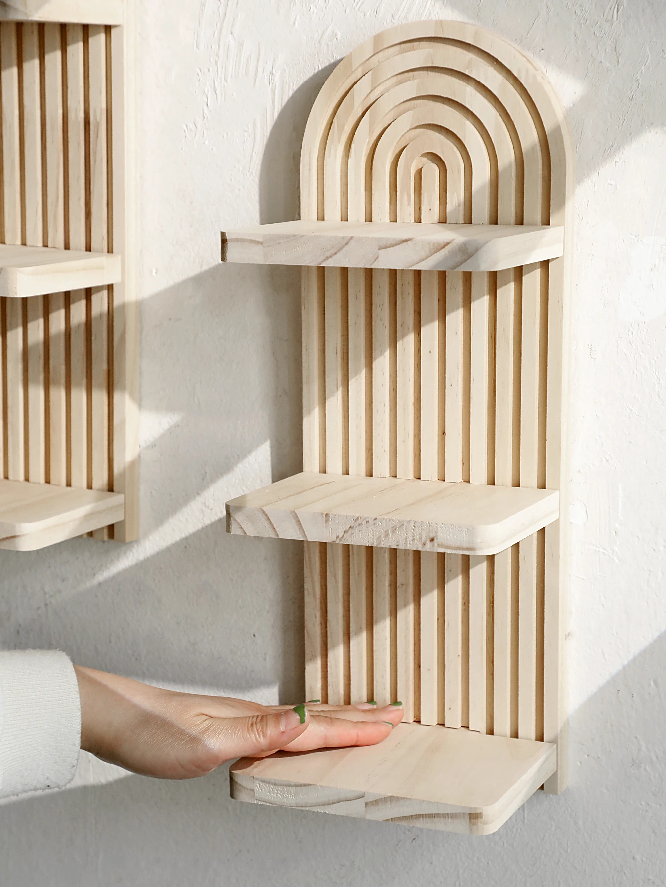 Boho Geometric Wooden Floating Shelf - Image 5