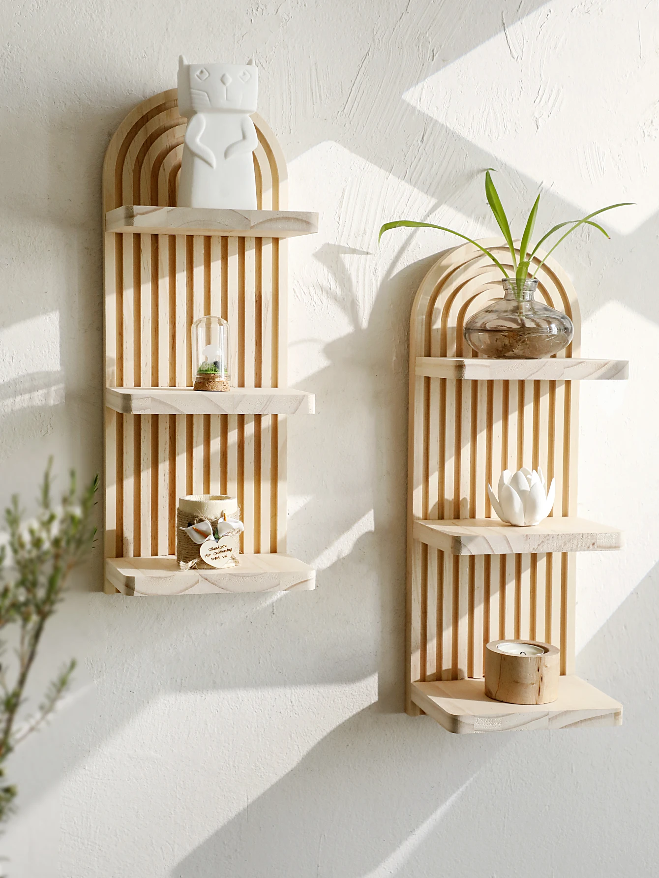 Boho Geometric Wooden Floating Shelf - Image 3