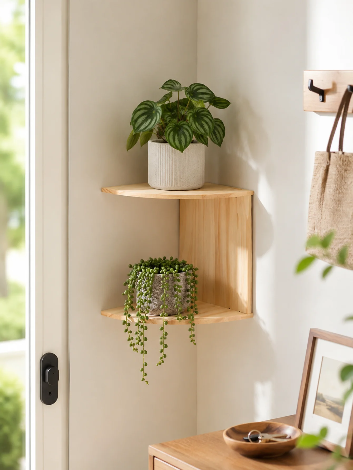 Modern Geometric Wooden Floating Shelves - Image 16