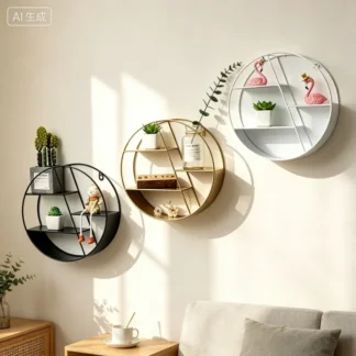 Minimalist Iron & Wood Wall Mounted Storage Rack