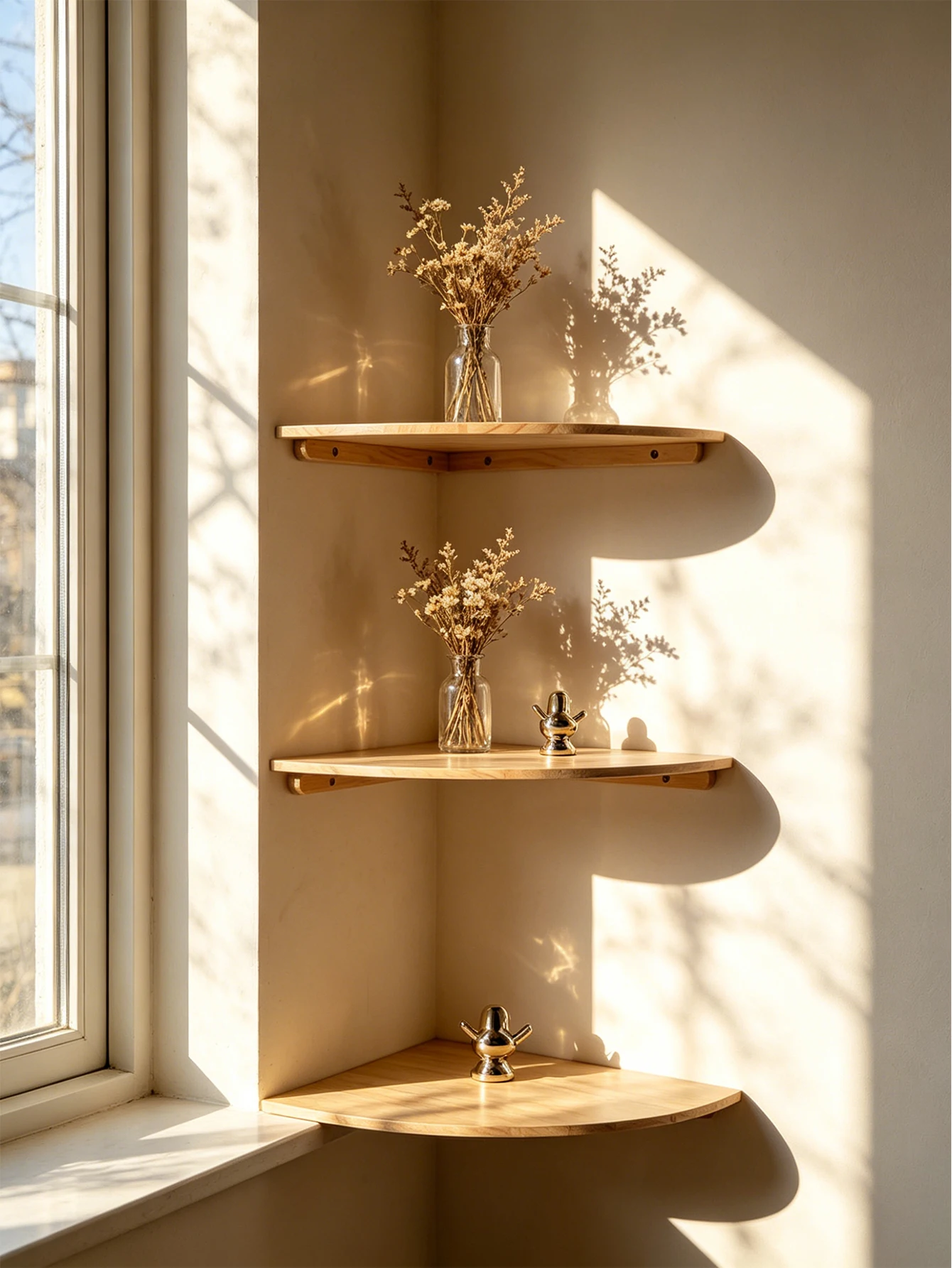Modern Geometric Wooden Floating Shelves - Image 12