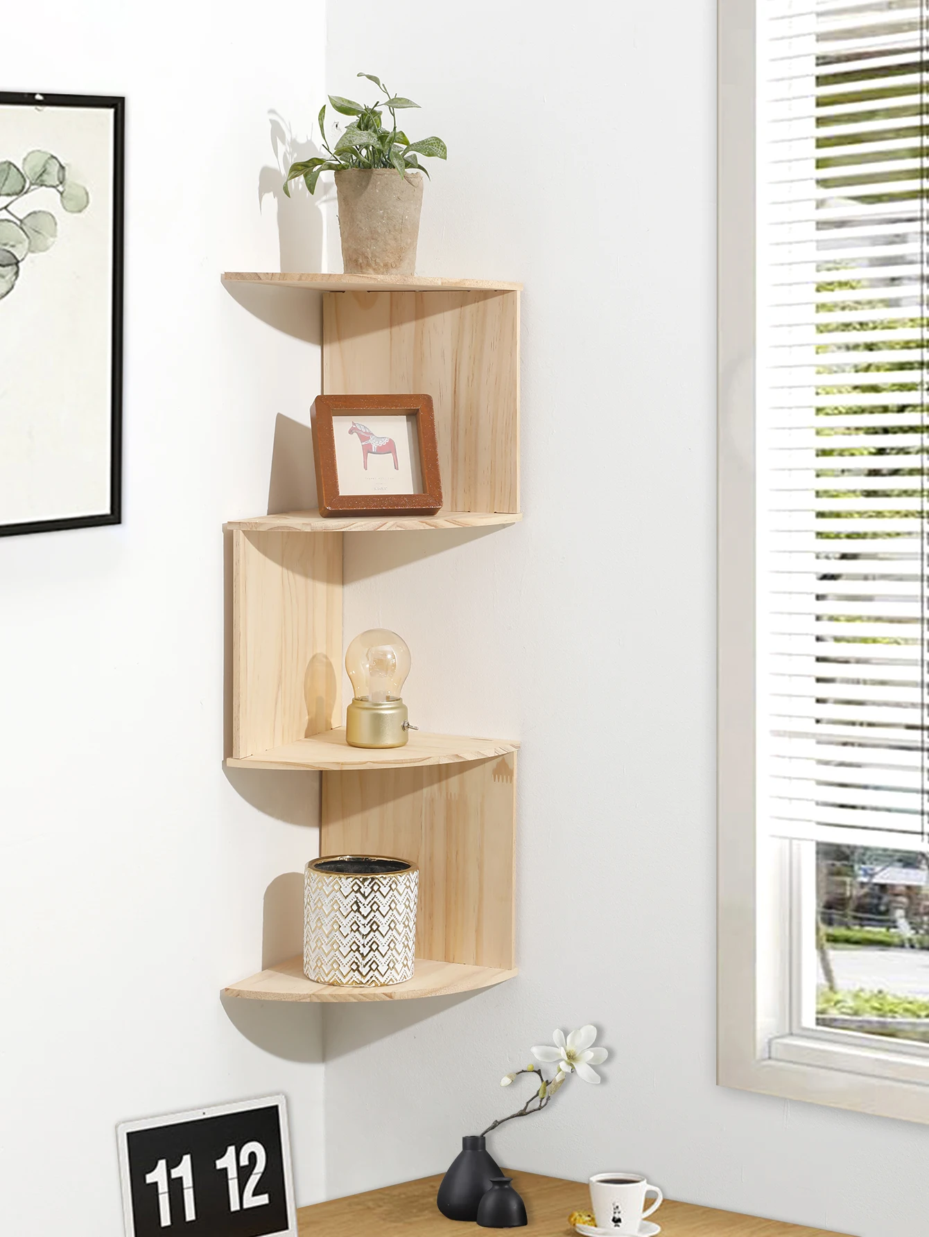 Modern Geometric Wooden Floating Shelves - Image 18