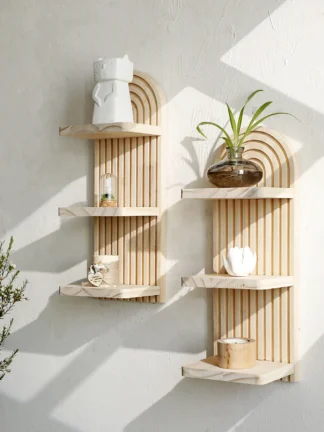 Boho Geometric Wooden Floating Shelf