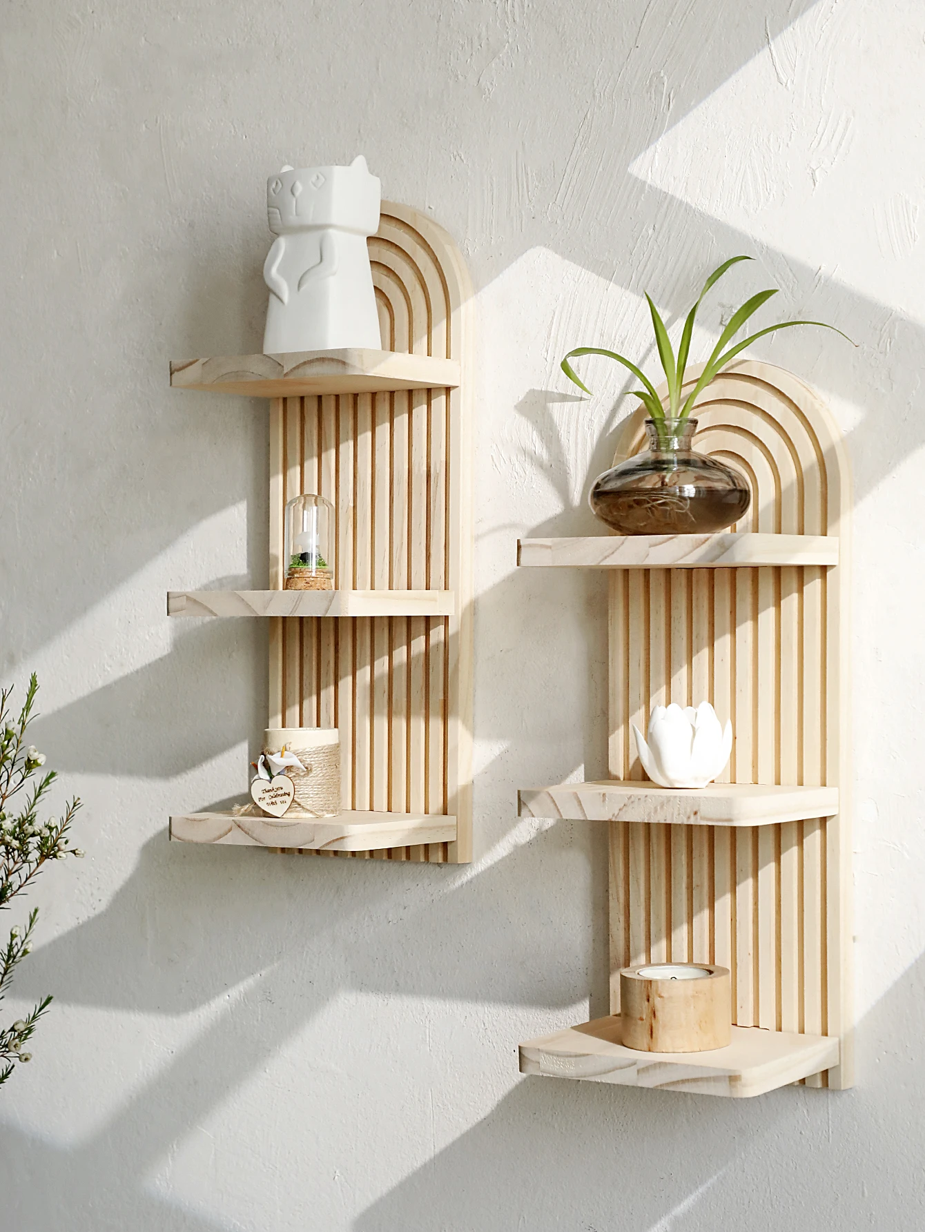 Boho Geometric Wooden Floating Shelf