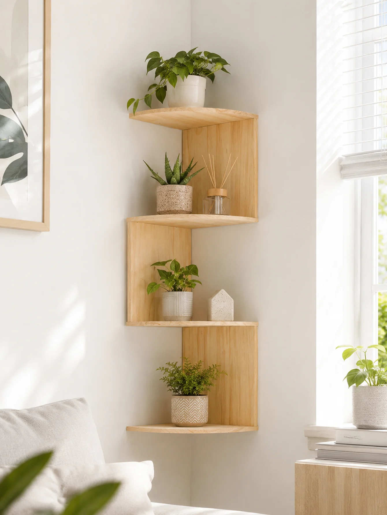 Modern Geometric Wooden Floating Shelves - Image 17
