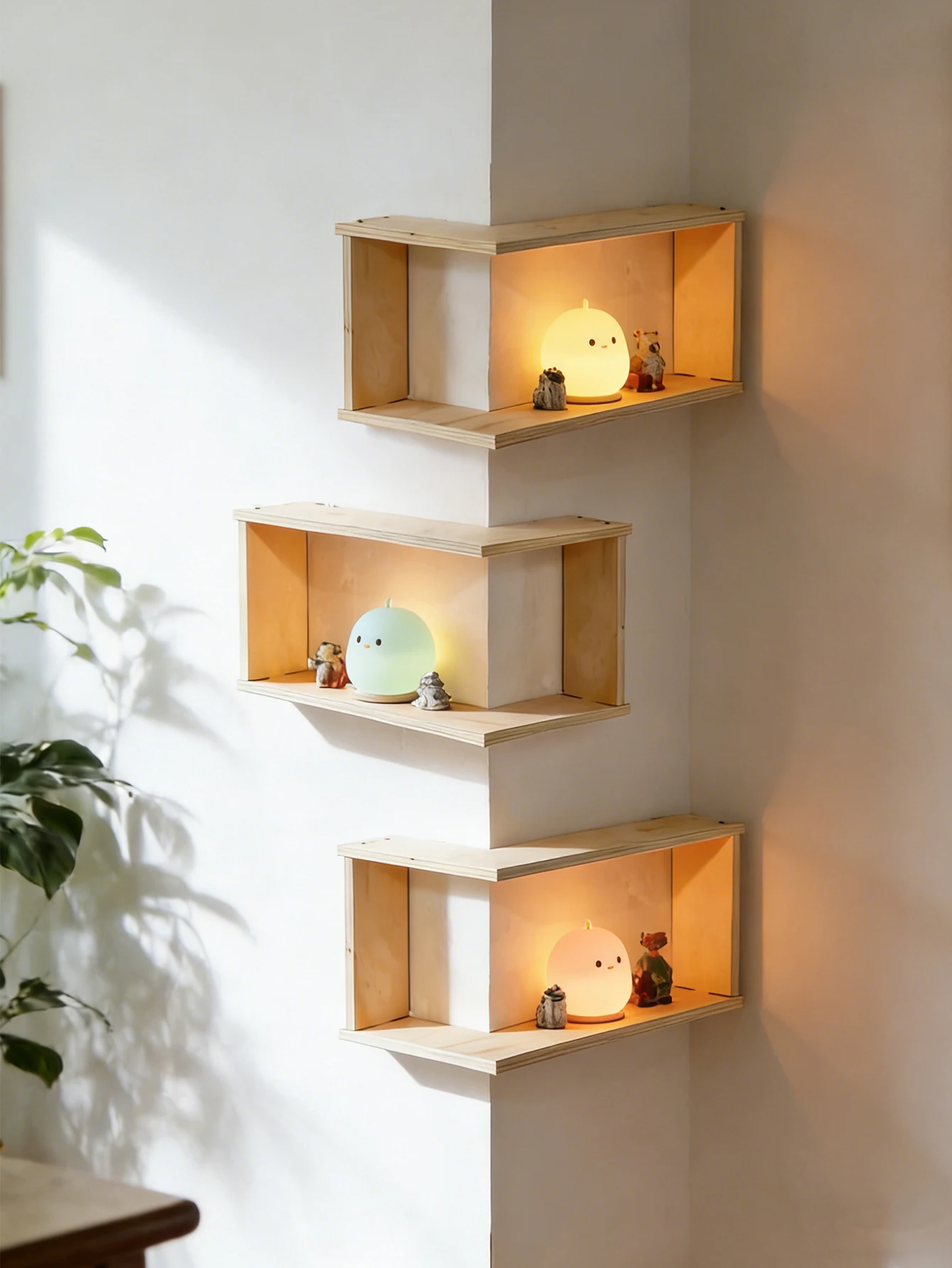 Modern Geometric Wooden Floating Shelves - Image 4