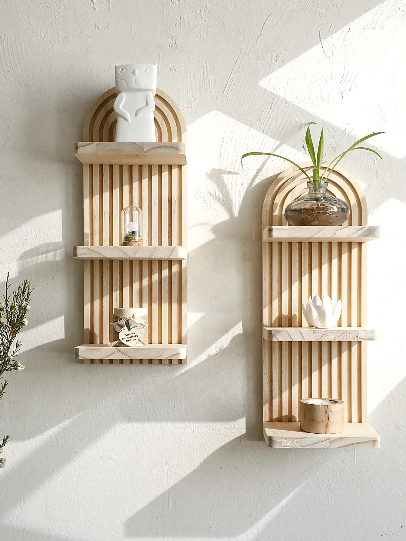 Boho Geometric Wooden Floating Shelf - Image 2
