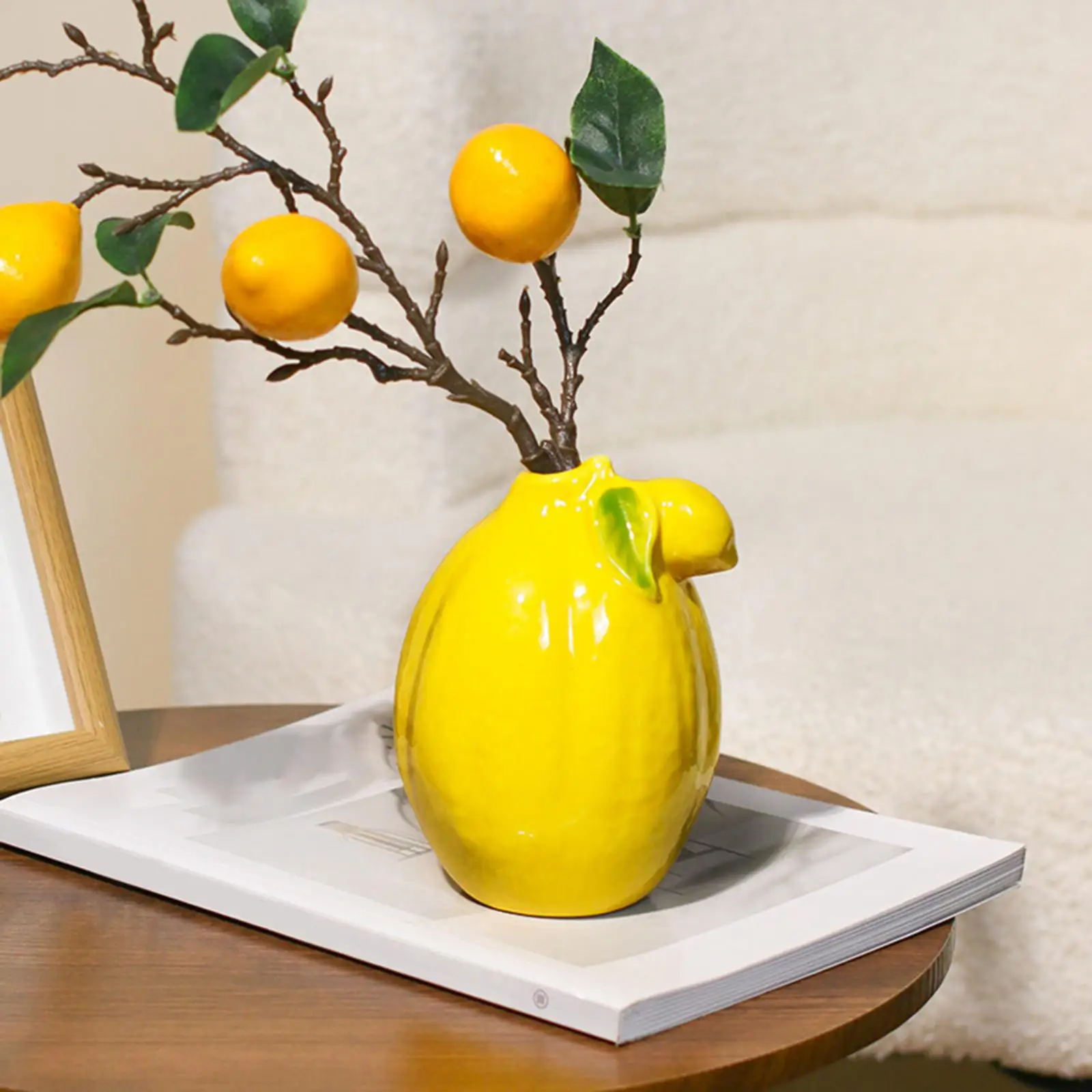 Fruit Lemon Shaped Ceramic Flower Vase - Image 2