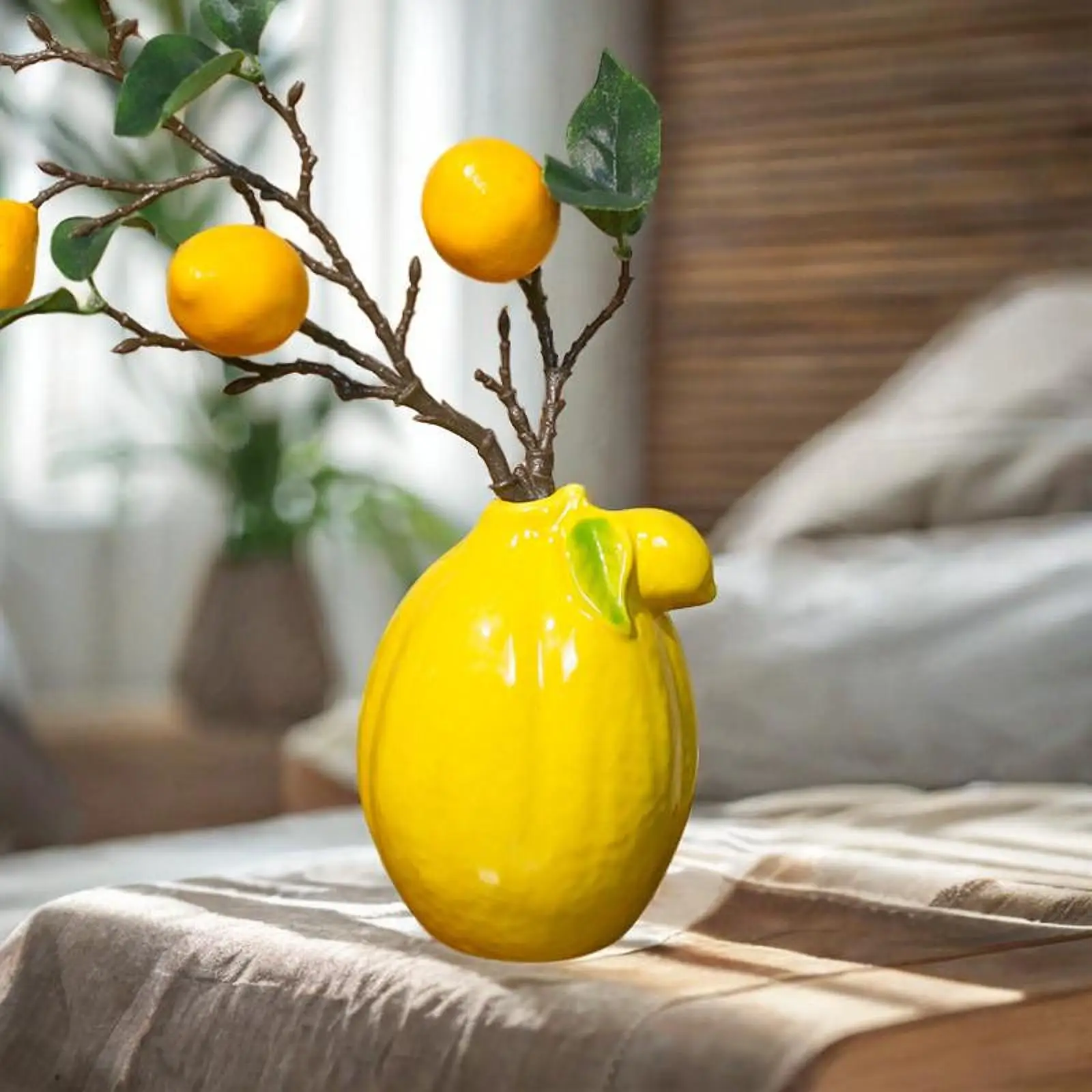 Fruit Lemon Shaped Ceramic Flower Vase - Image 3