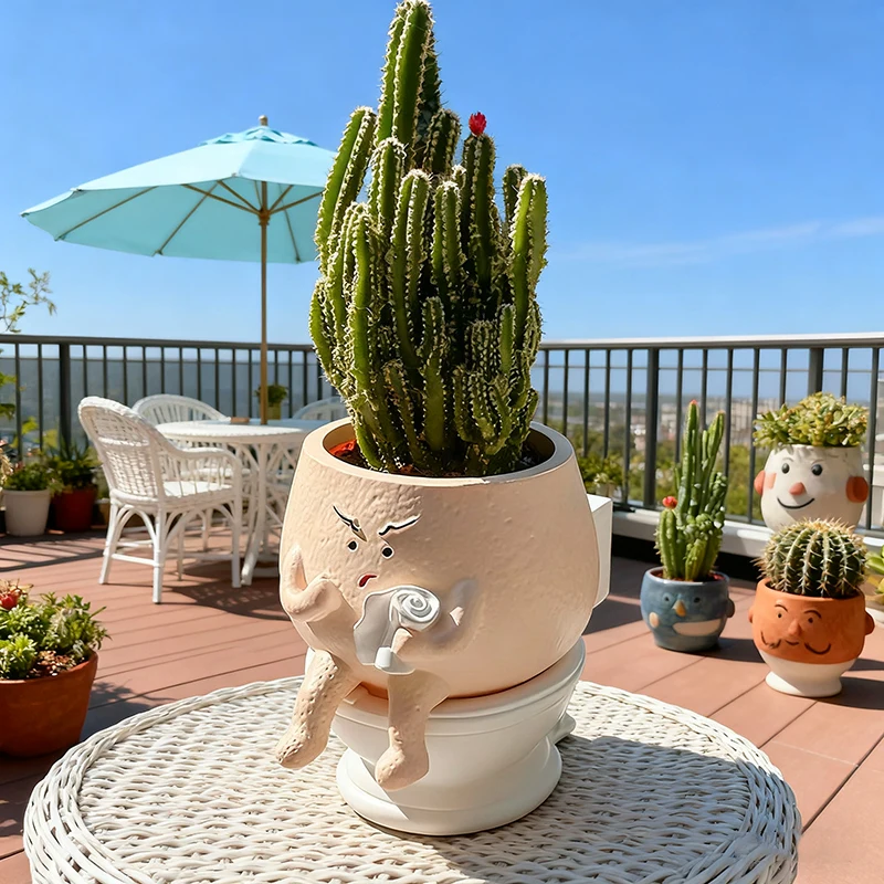 Funny Ghost Toilet Resin Succulent Planter Pot with Tissue Roll - Image 5