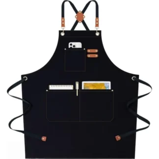 Chef Aprons for Women Men with Oversized Pockets, 12-Ounce Cotton Canvas Cross Back Water Repellent Apron Outfit