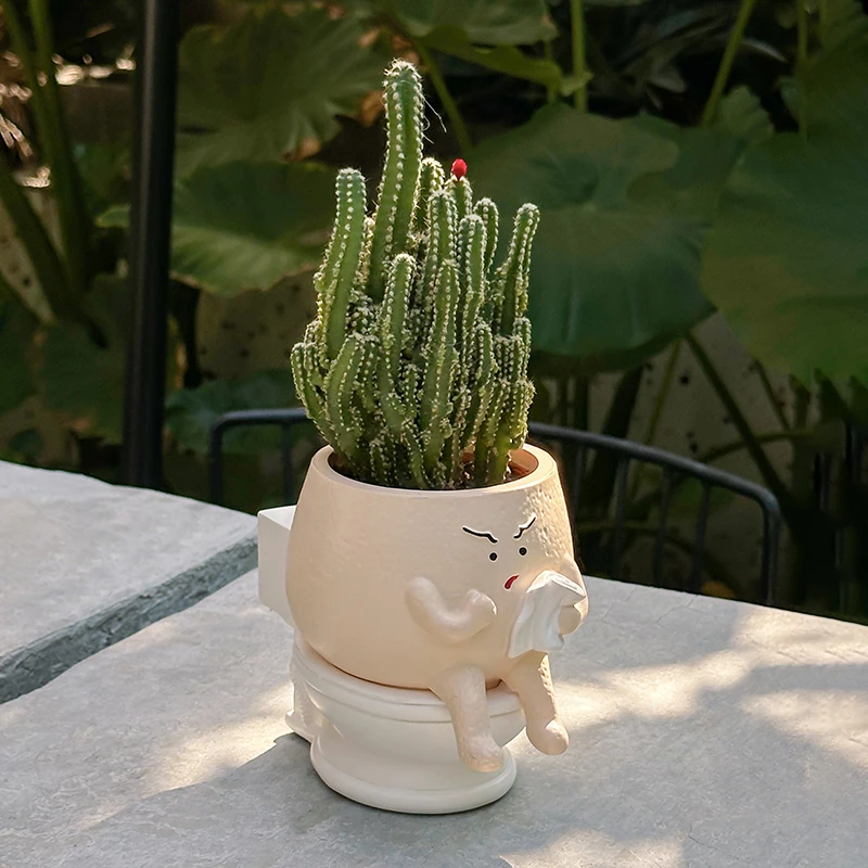 Funny Ghost Toilet Resin Succulent Planter Pot with Tissue Roll - Image 6