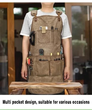 Thickened Waterproof Cotton Canvas Bib Apron, Work Clothes