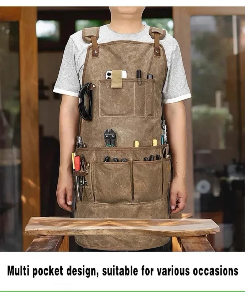 Thickened Waterproof Cotton Canvas Bib Apron, Work Clothes