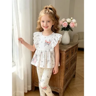 Jumping Meters Girls Summer Clothing Set (Short Sleeve Graphic Tee & Shorts)