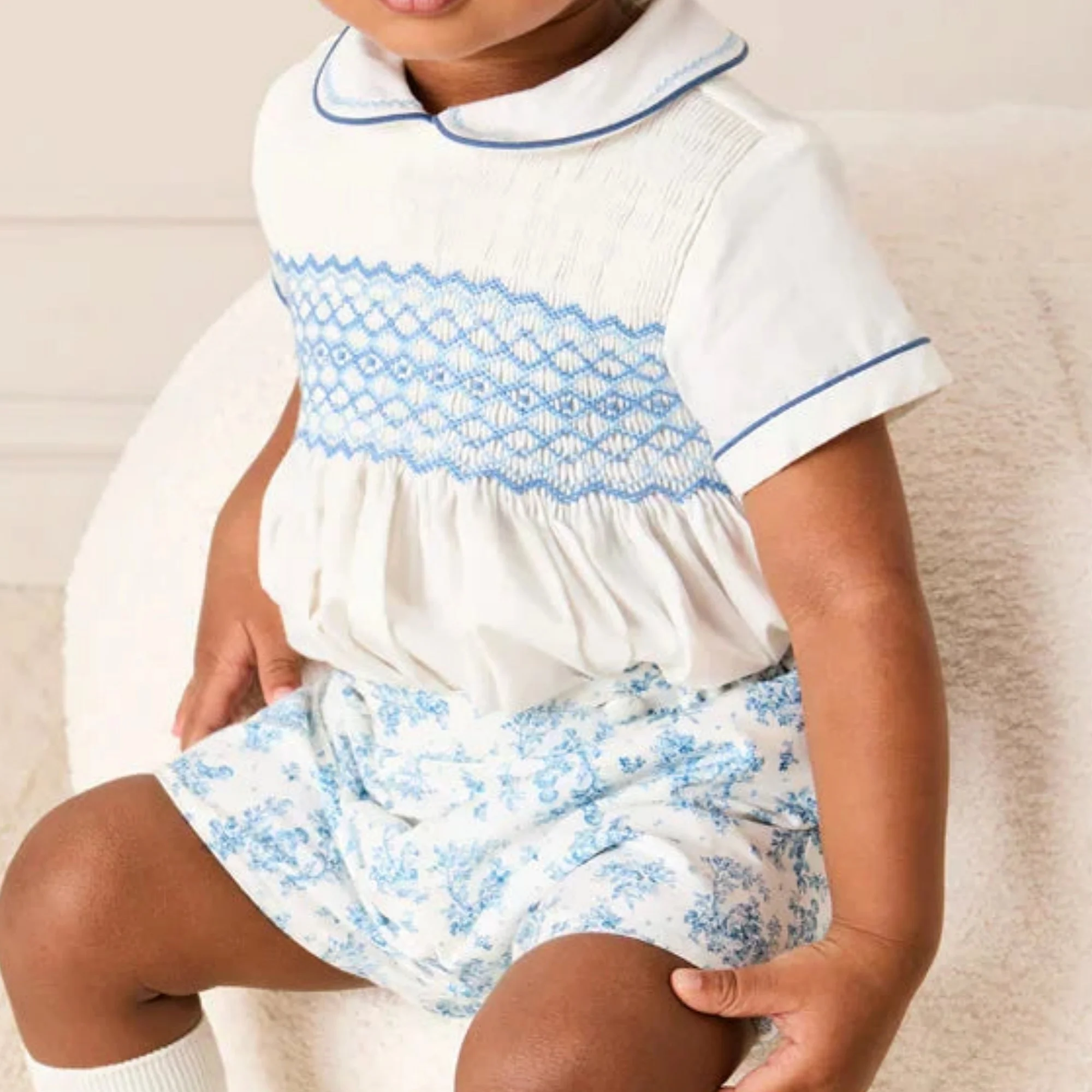 Hand-Smocked Peter Pan Collar Set Shirt - Image 4