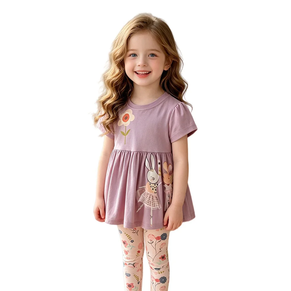 Jumping Meters Girls Summer Clothing Set (Short Sleeve Graphic Tee & Shorts) - Image 5