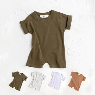 Baby Ribbed Short Sleeve Romper Outfits