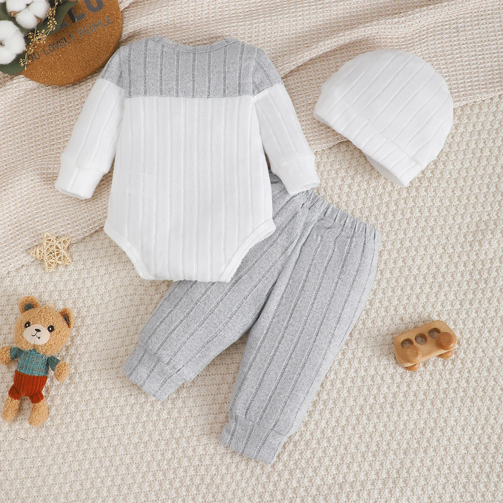 Baby Boy Color Block Bodysuit Set - Image 2