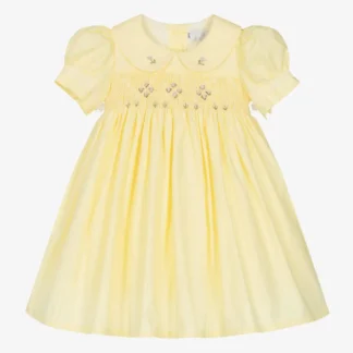 Princess Dress Baby Girl Yellow Dress Hand-smocked Clothes
