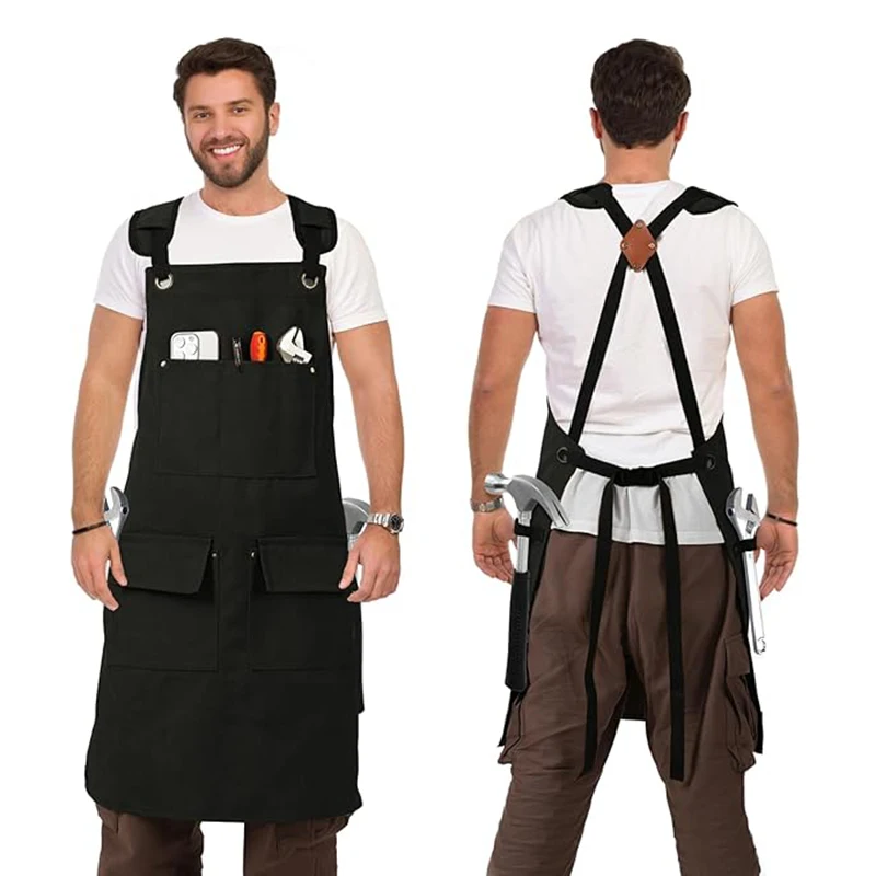 Thickened Waterproof Cotton Canvas Cooking Apron Clothes